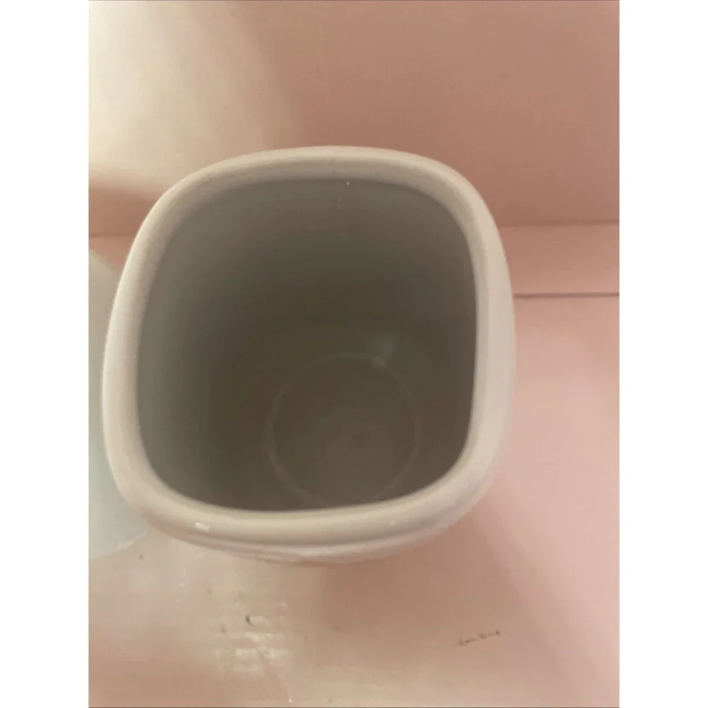 Vtg Restroom Granny Decor 2 Pc Ceramic Toothbrush Holder Cup Pink Cottagecore
